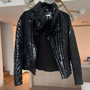 Blanc Noir Glossy Black Puffer Jacket - Small